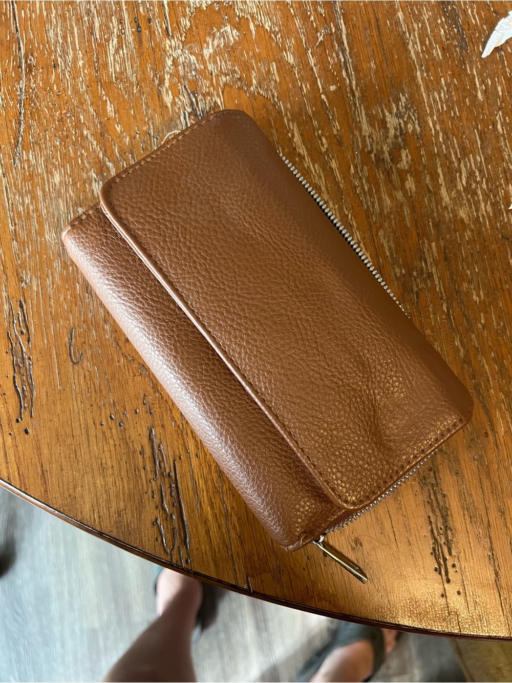 Leather Zip Wallet - Brown